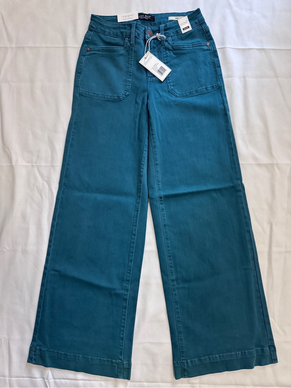 Judy Blue Teal Wide Leg Flare Jeans - Picture 5 of 6